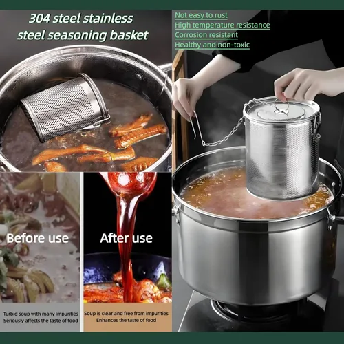 Miniatura 5 de Colador de condimentos, filtro de especias de acero inoxidable, filtro de especias de cocina, diseño de malla, colador de bolas de té, condimentos