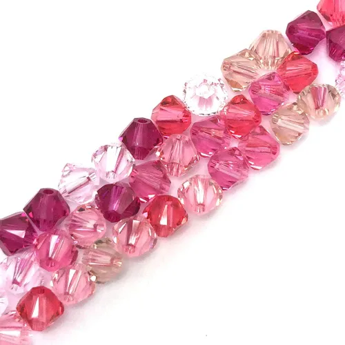 50 piezas Swarovski 5328 0.236 in Crystal Xilion Bicone Beads Diamantes de imitación DIY Joyería Marcado Colores Rosa Mezcla de Mychobos