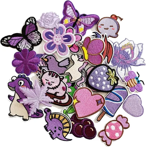 Miniatura 8 de 30 piezas de parches bordados para planchar o coser de varios tamaños para ropa, chaquetas, jeans, pantalones, mochilas, colores mixtos rosa, azul