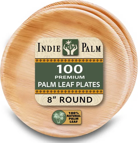 Miniatura 18 de Indie Palm Platos desechables de hoja de palma, paquete de 50 unidades, cuadrados de 8 pulgadas, resistentes, 100% compostables y biodegradables