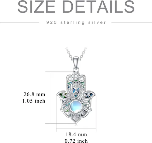 Miniatura 3 de PROESS Collar Hamsa de plata de ley 925 para mujeres y hombres, protector de amuleto, joyería de regalo