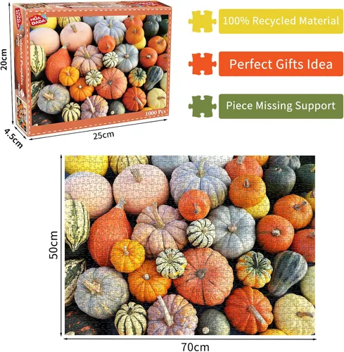 Miniatura 3 de Rompecabezas para adultos de 1000 piezas, calabaza colorida con póster entrelazado perfectamente letra en la parte posterior sin polvo, juguete