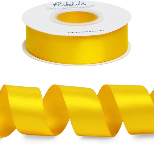 Miniatura 69 de Ribbli - Cinta de satén de doble cara dorada, 1/2 pulgada x 25 yardas, uso para ramo de lazos de manualidades, envoltura de regalos, decoración