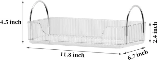 Miniatura 6 de Bandeja organizadora transparente para tocador, 1 nivel para encimera de baño, cuidado de la piel y maquillaje, artículos de tocador, lociones