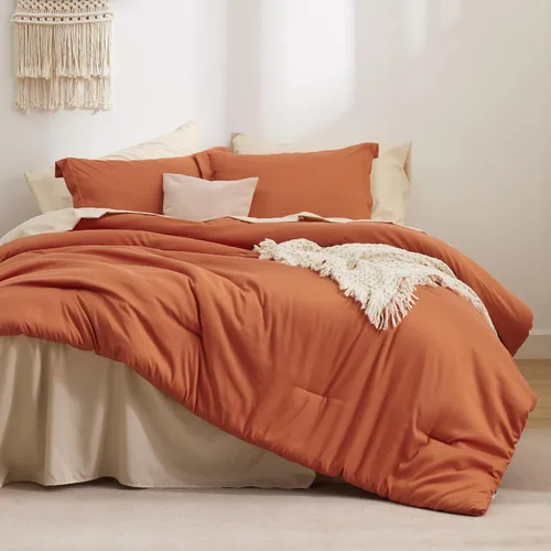 Miniatura 16 de Bedsure Juego de ropa de cama con edredón tamaño individual de 5 piezas, diseño bohemio contrastante, juego de cama en una bolsa con edredón
