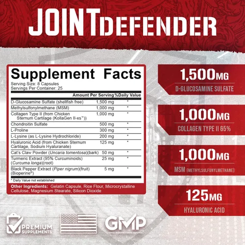 Miniatura 3 de 5% Nutrition Rich Piana Joint Defender Suplemento máximo de apoyo articular Colágeno, glucosamina, condroitina, curcumina de cúrcuma con pimienta