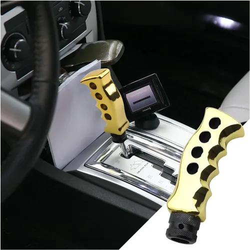 Miniatura 10 de Pomo de palanca de cambios para automóvil, agarre de transmisión manual y automática con mango tipo cuchillo con tornillos adaptadores y llave Negro