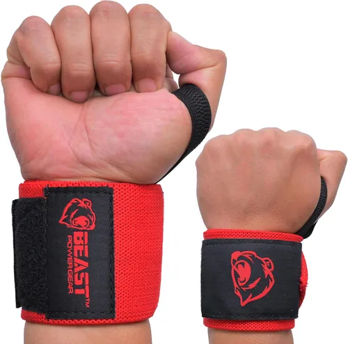 Miniatura 14 de Beast Power Gear Muñequeras para levantamiento de pesas de 18 pulgadas, soporte de muñeca de alta calidad para culturismo, resistente, lazo