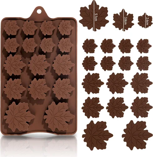 Miniatura 3 de Whaline Paquete de 4 moldes de silicona para otoño, hojas de arce, 3 tamaños, molde de resina de fondant, moldes de chocolate con forma de hoja