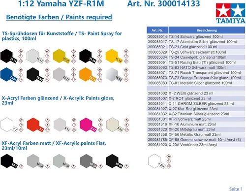 Miniatura 5 de Tamiya 14133 1/12 Yamaha YZF-R1M Kit de modelo de plástico para motocicleta