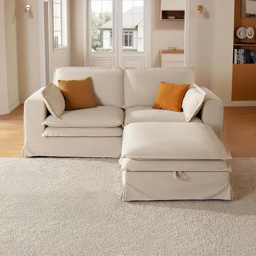 Miniatura 9 de Sofá modular lavable de gran tamaño de 89 pulgadas, sofá nube con funda totalmente extraíble, sofás seccionales para sala de estar, tela