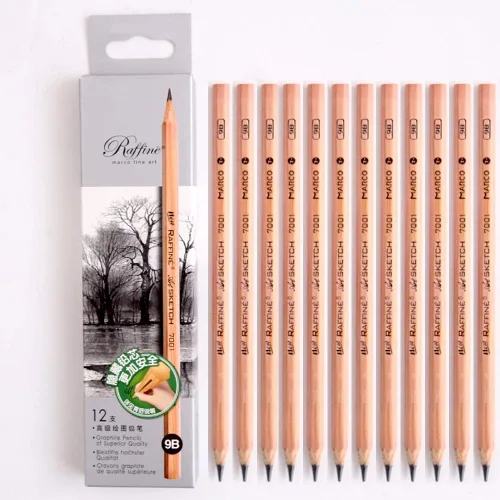 Miniatura 2 de YYMIYU Dibujo Pintura Lápiz de Madera Lápiz de Boceto 12 Lápices por Caja (2B)