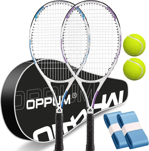 Miniatura 7 de Raquetas de tenis OPPUM PRO-500 para adultos, paquete de 2 raquetas preencordadas para principiantes e intermedios con bolsa de transporte y 2