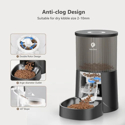 Miniatura 4 de PETULTRA Comedero automático para gatos: dispensador de alimentos para gatos con temporizador de 4 litros, programable de 1 a 6 comidas para gatos