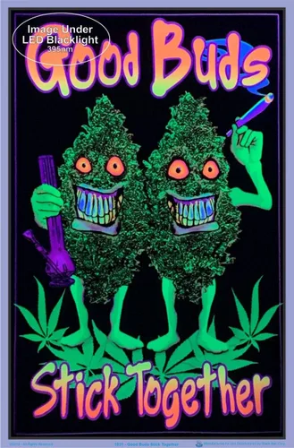 Miniatura 2 de Póster con retroiluminación Good Buds Stick Together, bote de hierba, Tinta, 24 x 36 pulgadas
