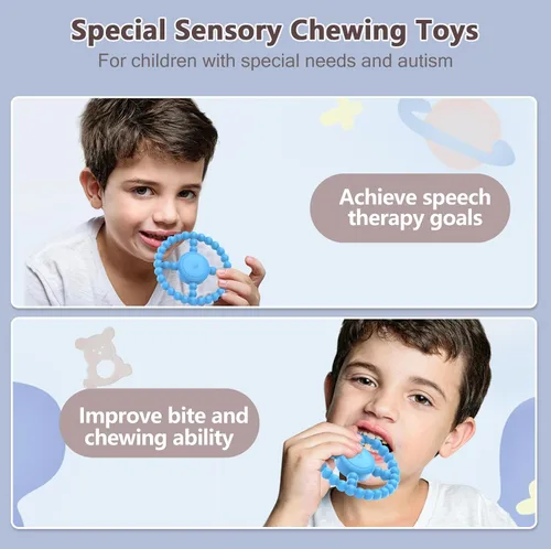 Miniatura 6 de Juguete sensorial vibratorio para masticar, mordedor, juguetes para la dentición para bebés de 6 a 12 de 8 a 18 meses, juguetes sensoriales para Azul