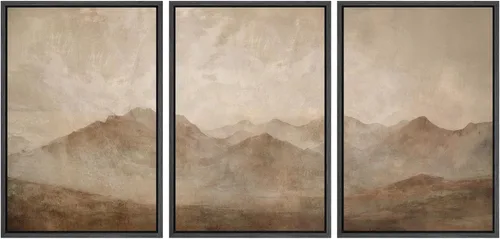 Miniatura 425 de SIGNWIN Lienzo enmarcado para pared, arte con pinceladas de flujo neutro en tonos beige abstractos, ilustraciones, arte moderno, decorativo