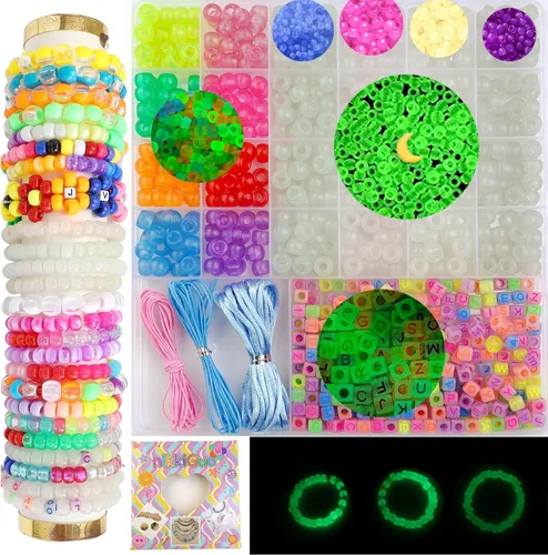 Miniatura 11 de HardyGuo - Cuentas de poni de 24 colores con letras para hacer pulseras de amistad, adecuadas para principiantes, como regalo