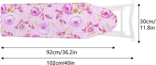 Miniatura 6 de Tabla de planchar de altura ajustable, borde liso, buena carga, antideslizante, resistente al desgaste, ropa de planchado extra ancha con patas