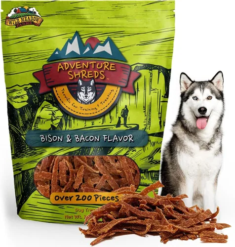Miniatura 9 de Adventure Shreds Elk & Bacon Golosinas para perros, golosinas suaves y finas para entrenamiento y recompensas, aperitivos sin granos para mascotas