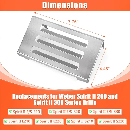 Miniatura 2 de QuliMetal 67060 Deflector de calor para parrillas Spirit II 200 y Spirit II serie 300 modelos años 2017 y posteriores, deflectores de calor de acero