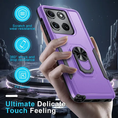 Miniatura 6 de Funda diseñada para Motorola Moto G Stylus 5G 2025/2026, color lavanda Tempered Glass Screen Protector,Built in Ring Holder Kickstand,Heavy Duty
