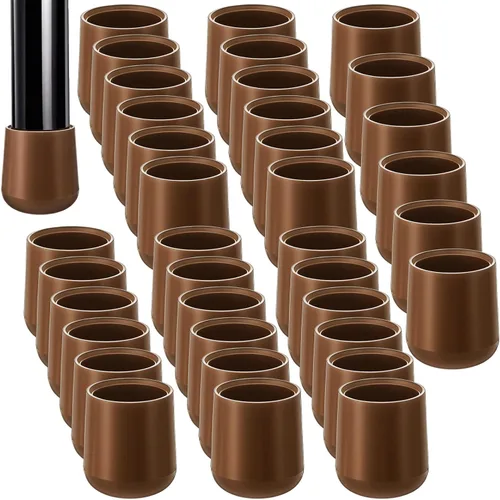 Miniatura 13 de Jetec 12 Pcs 1 Inch Folding Chair Leg Caps Heavy-Duty Plastic Chair End Caps Non-marring Furniture Glides Round Hardwood Floor Protectors (Brown,1in)