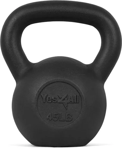 Yes4All Pesa rusa de hierro fundido, pesas rusas para entrenamiento de fuerza 5-80 libras (5, 10, 15, 20, 25, 30, 35, 40, 45, 50, 60, 70, 80 libras)