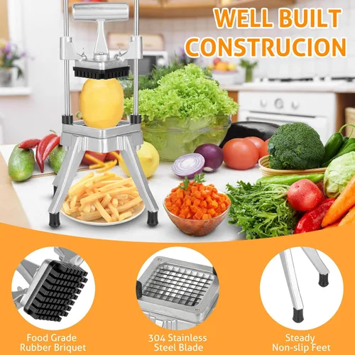 Miniatura 3 de WICHEMI Picador comercial de verduras y frutas, cortador de acero inoxidable para cebollas, papas, pimientos y champiñones (3/8 pulgadas)