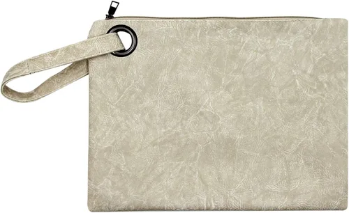 Bolso tipo sobre de gran tamaño para mujer, de cuero suave, bolso de noche con correa para la muñeca