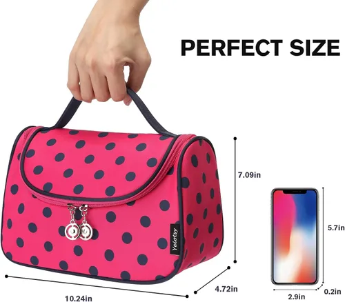 Miniatura 3 de Yeiotsy - Bolsa para cosméticos, neceser, para viaje, a lunares Estuche de maquillaje para mujer, Rojo Clásico), 6970092208278