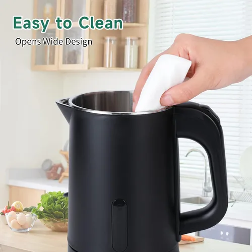 Miniatura 6 de Hervidor de té eléctrico pequeño de acero inoxidable, mini calentador portátil de agua caliente de 0.8 L, hervidor de café eléctrico de viaje