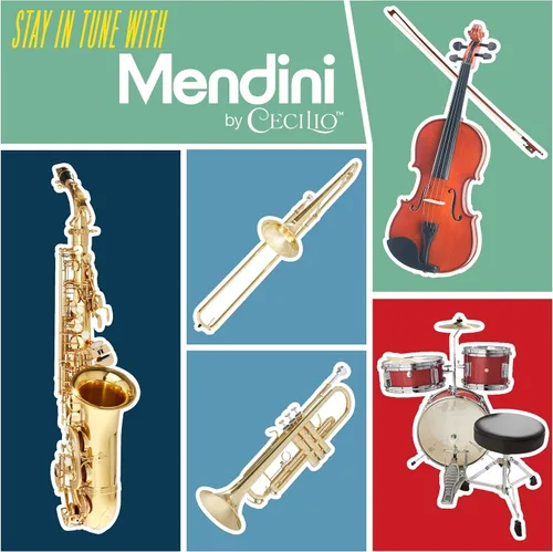 Miniatura 11 de Violín Mendini de madera sólida, libro de lecciones, cuerdas extra, sintonizador violín, arco y estuche, Blanco