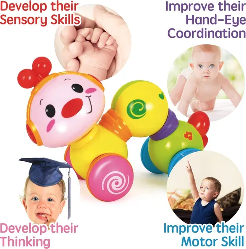 Miniatura 2 de Stone and Clark Juguete musical de oruga Press & Go, juguetes para bebés de 6 a 12 meses, juguetes para bebés de 6 a 12 meses, juguetes infantiles