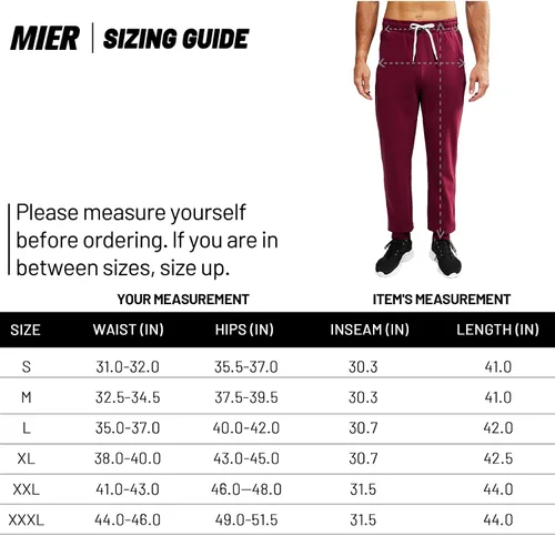 Miniatura 7 de MIER Men's Cotton Joggers Athletic Sweatpants for Gym Workout Active Lounge Jersey Track Pants with Pockets, Elastic Waist