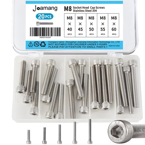 Miniatura 10 de Tornillos de cabeza de botón M8 x 0.472 in, 0.630 in, 0.709 in, 0.787 in, 0.984 in, acero inoxidable 304, unidad hexagonal Allen métrica, acabado