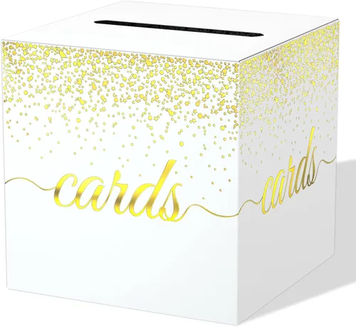 Miniatura 12 de WNINK Caja de tarjetas negra, caja de recepción de tarjetas de regalo para graduaciones, fiestas de cumpleaños, recepciones de boda, despedidas
