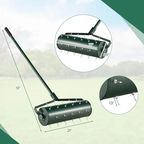 Miniatura 9 de S AFSTAR Aireador manual de césped de 21 pulgadas, herramienta de césped con mango desmontable de 51 pulgadas y picos de púas para aflojar el suelo