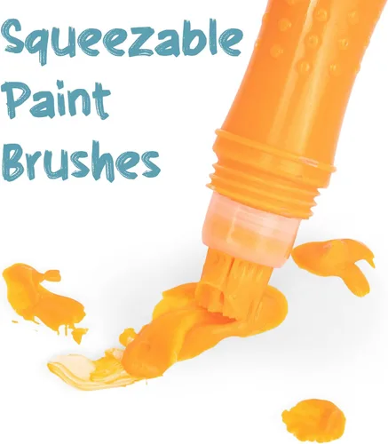 Miniatura 2 de 12 pinceles de pintura exprimibles de colores clásicos para niños, brocha de pintura al temple y colores divertidos surtidos para niños pequeños