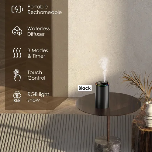 Miniatura 3 de Difusor de aceite esencial sin agua, difusor de aromaterapia portátil, 3 temporizadores de cuenta regresiva y 3 niveles de niebla para el hogar