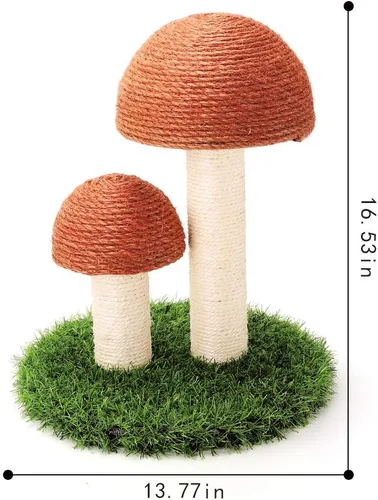 Miniatura 5 de PowerKing Poste rascador de hongos para gatos, poste rascador de garra de 15 x 12 pulgadas para gatito, poste rascador de sisal natural para gatos