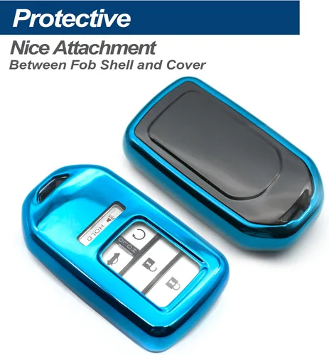 Miniatura 3 de Compatible con Honda Civic CR-V CR-Z Fit Accord Odyssey Clarity HR-V Insight Passport Pilot Ridgeline Crosstour TPU Funda para Llavero de Auto, Azul