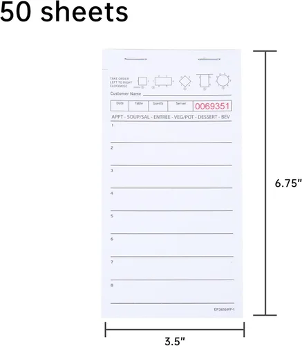 Miniatura 2 de DGBDPACK Talonarios de Cheques de Invitados EP-3632-1 (20 Talonarios), Total 1000 Talonarios Rosa para Camarera, Fichas de Pedidos de Servidor