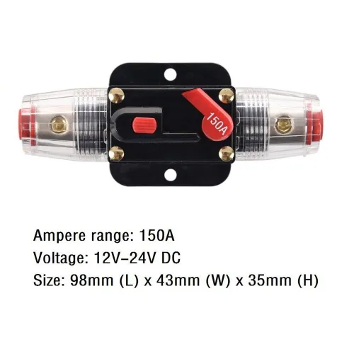 Miniatura 4 de ZOOKOTO 12V-24V DC 150A Disyuntor en Línea para Audio de Coche, Porta Fusibles con Reinicio, Inversor para Sistema de Interruptor de Estéreo