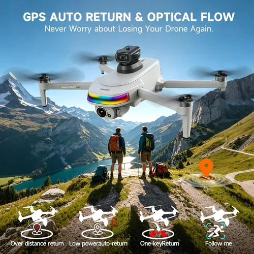 Miniatura 6 de Drone 4K con cámara para adultos y principiantes, control remoto de pantalla táctil HD de 5.5 pulgadas, vuelo de 30 minutos, motor sin escobillas