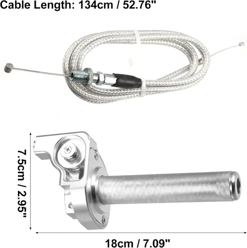 Miniatura 3 de X AUTOHAUX Manillar de tono plateado para manillar de 0.866 in, aleación de aluminio con cable de acelerador para motocross y motocicleta