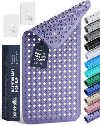Miniatura 14 de Homerella® Alfombrilla de Bañera Antideslizante 35x16, Incl. Ganchos para Secar, Extra Larga, 100% Libre de BPA, Alfombrilla de Ducha Antideslizante