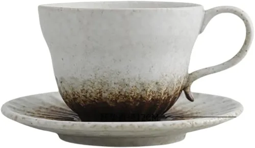 Miniatura 13 de Juego de tazas de té y platillo pequeño de cerámica de 4.1 fl oz/4 onzas, platillo de taza de café de cerámica vintage con asa, juego de tazas de té