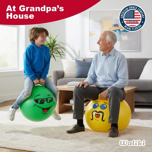 Miniatura 5 de WALIKI Bola de Saltar Juguetes para Niños y Niñas de 3, 4, 5 y 6 Años Bola de Salto Terapéutica Verde de 18" para Niños Juguetes al Aire Libre