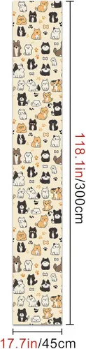 Miniatura 3 de HOMETITUTE Papel tapiz para mascotas mixto color beige, para despegar y pegar, bonito patrón de gato y perro, papel de contacto, papel de pared